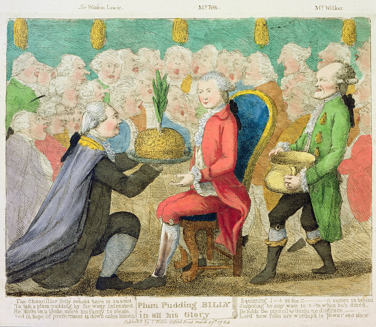 "Plum Pudding Billy in all his Glory", 1784 (värikaiverrus) tekijältä English School