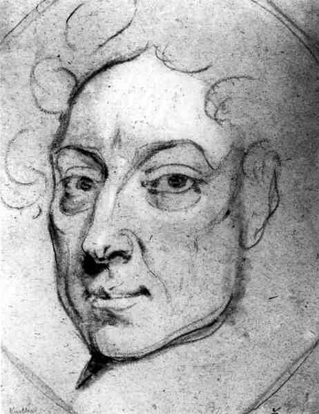 Alexander Popen (1688-1744) muotokuva (hiili paperille) tekijältä English School