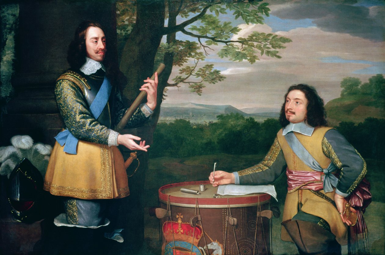 Muotokuva Charles I:stä (1600-49) ja Sir Edward Walkerista (1612-77) tekijältä English School