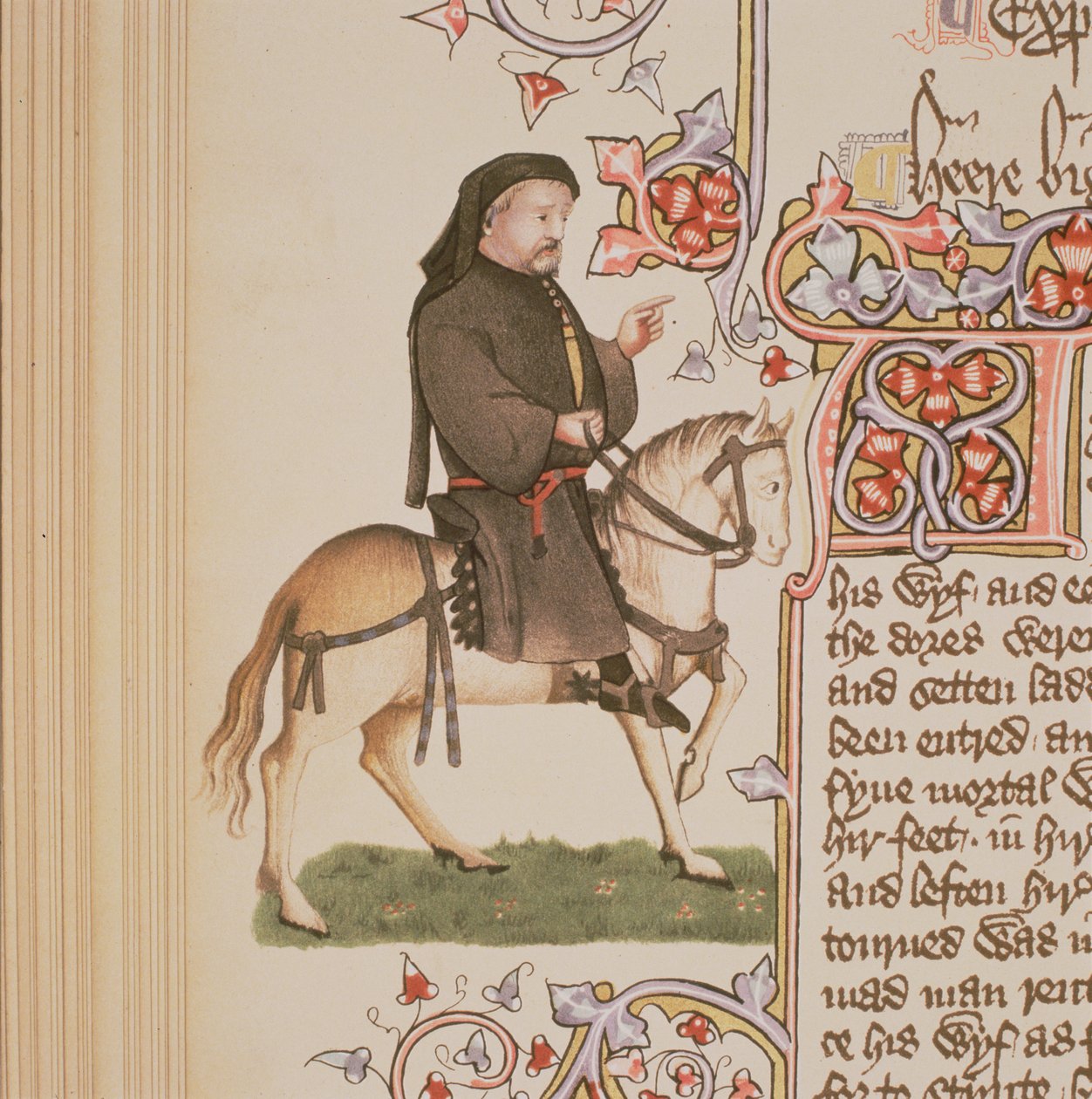 Chaucerin muotokuva, Geoffrey Chaucerin (n. 1342-1400) The Canterbury Talesista Ellesmeren käsikirjoitus, faksipainos, 1911 tekijältä English School