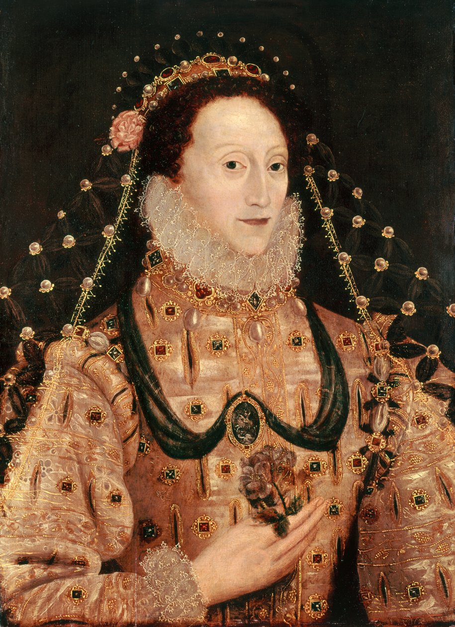 Elizabeth I:n (1533-1603) muotokuva n. 1575-80 tekijältä English School