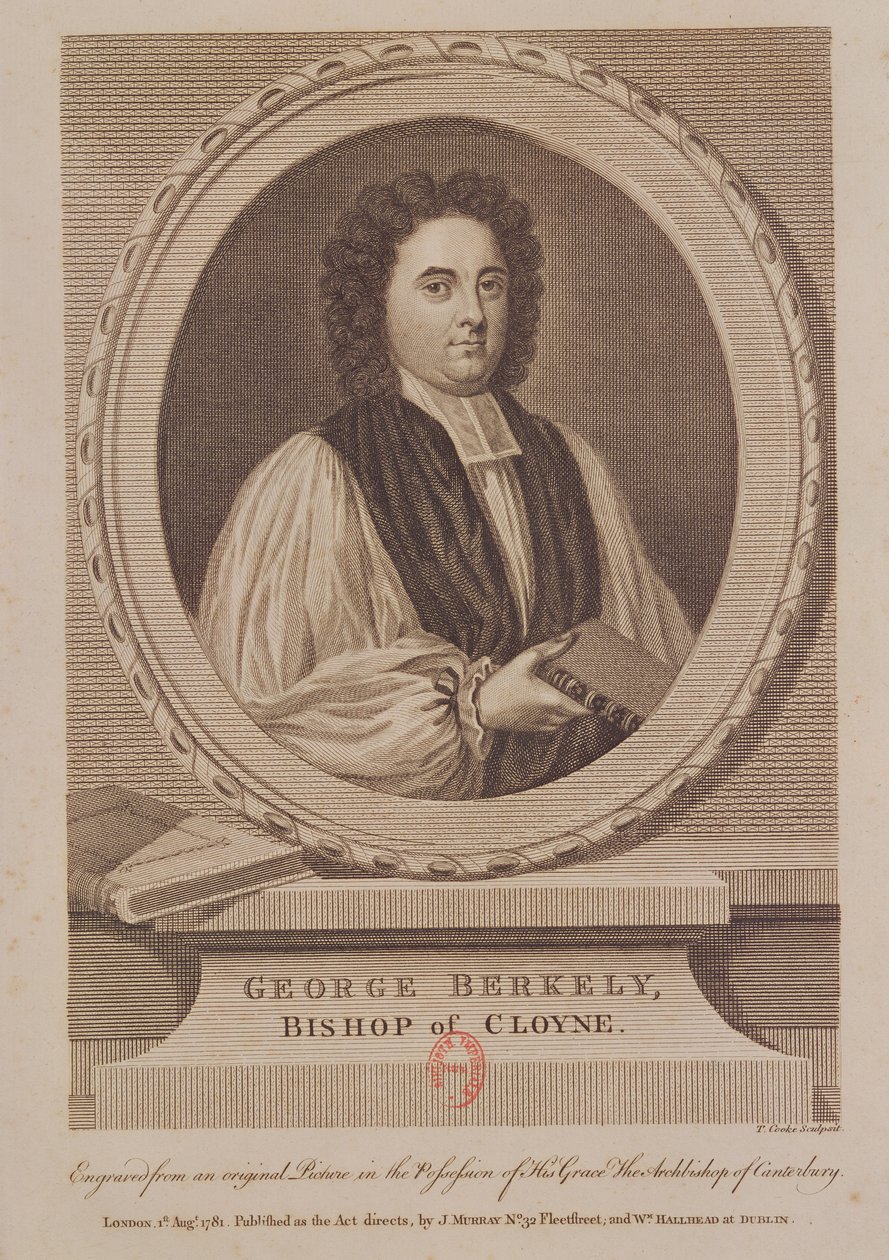 George Berkeley (1685-1753) Cloynen piispan muotokuva, kaiverrus Thomas Cook (1744-1818) n. 1781 tekijältä English School