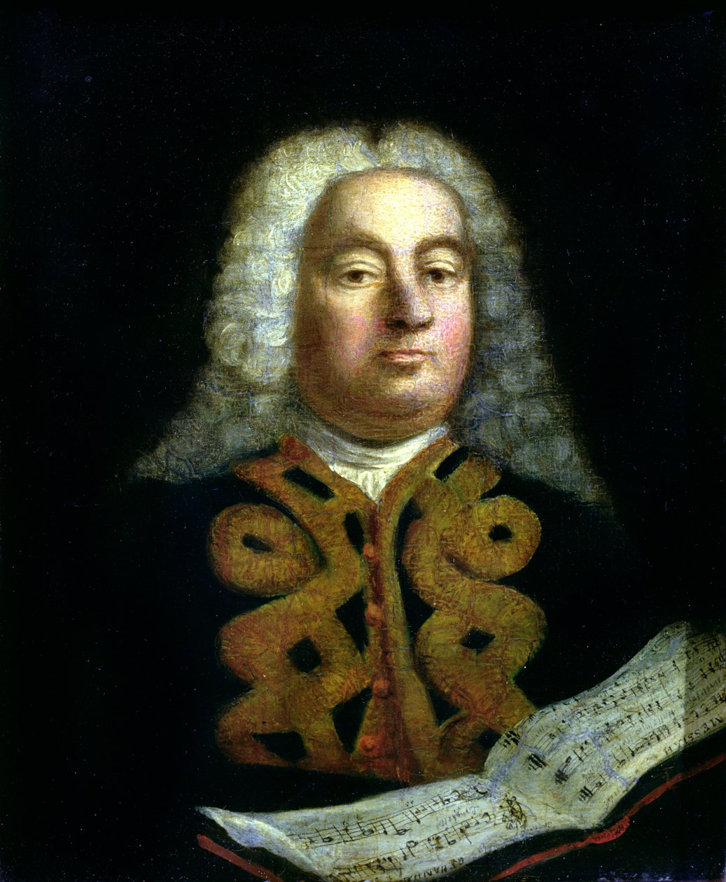 George Frederick Händelin (1685-1759) muotokuva Messiaan kopiolla, n. 1749 tekijältä English School