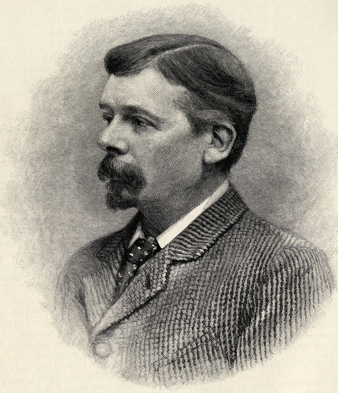 George du Maurierin muotokuva The Century Illustrated Monthly Magazine -lehdestä, toukokuusta lokakuuhun 1883 tekijältä English School