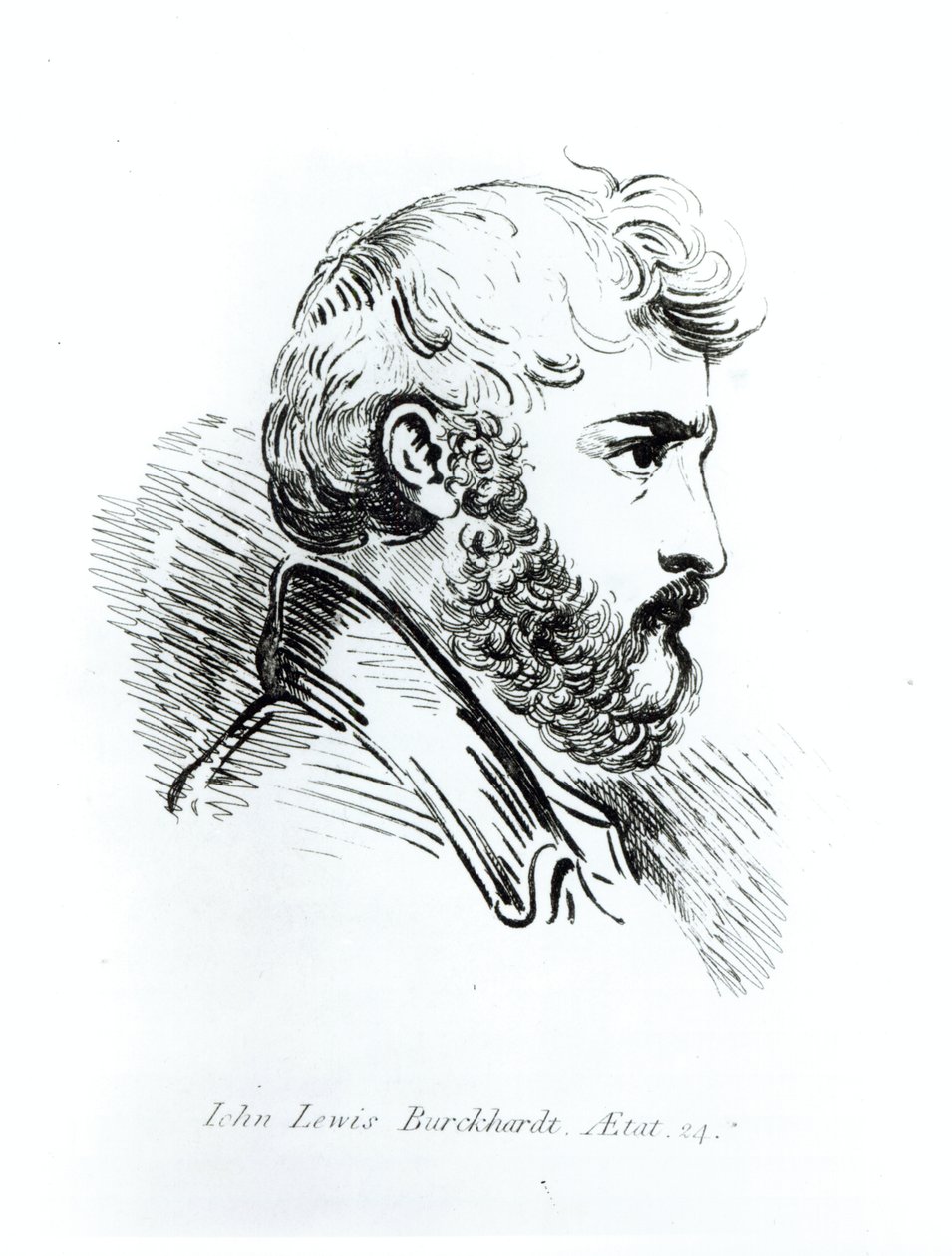 Muotokuva John Lewis Burckhardtista (1784-1817) 24-vuotiaana (kynä ja muste) tekijältä English School