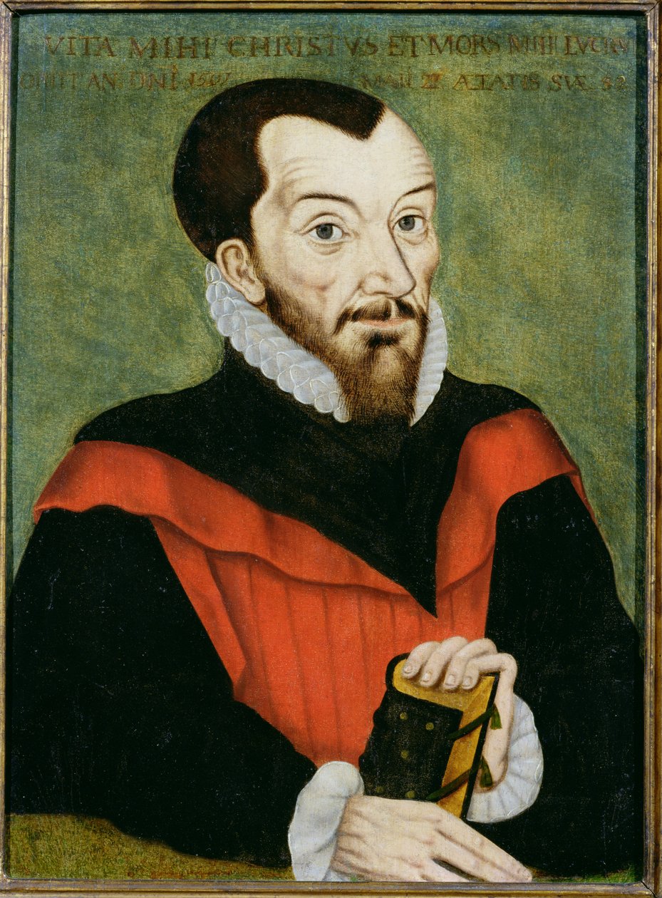 John Rainoldsin (1549-1607) muotokuva Corpus Christi Collegen presidentistä ja Raamatun valtuutetun version toimittajasta tekijältä English School