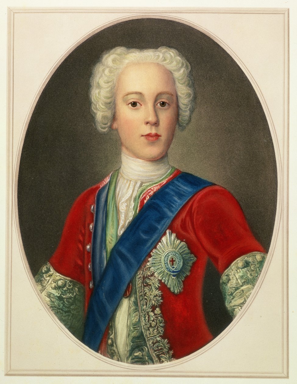 Prinssi Charles Edward Louis Philip Casimir Stewart (1720-88) muotokuva, nuori teeskentelijä tai "Bonnie Prince Charlie" tekijältä English School