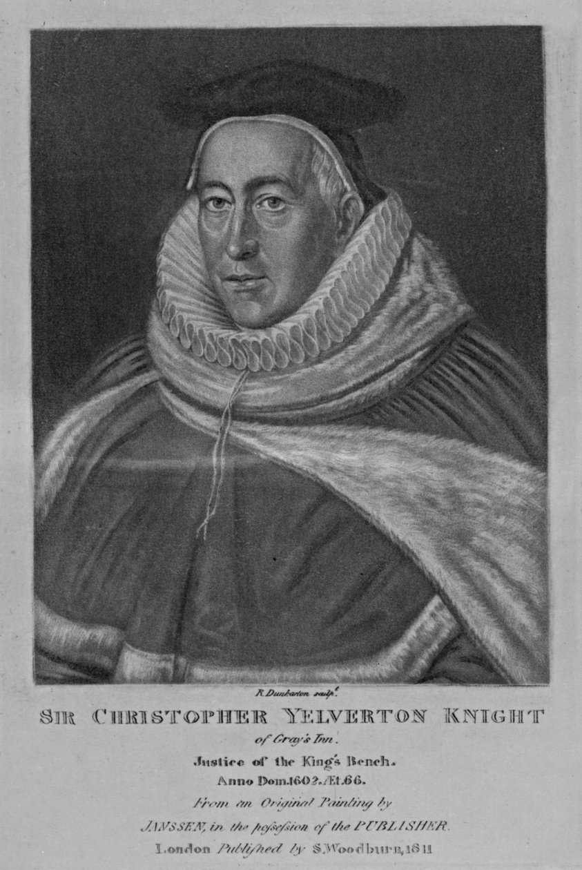 Sir Christopher Yelvertonin muotokuva, Richard Earlomin ja Charles Turnerin "Characters Illustrious in British Portraits" -sarjasta, 1815 tekijältä English School