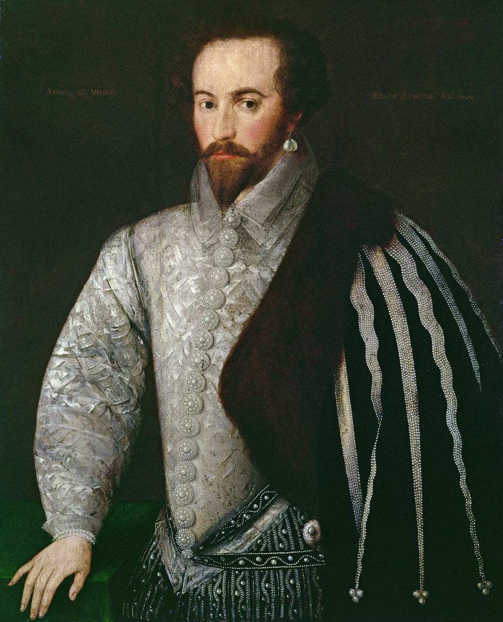 Sir Walter Raleighin (1554-1618) muotokuva 1588 tekijältä English School