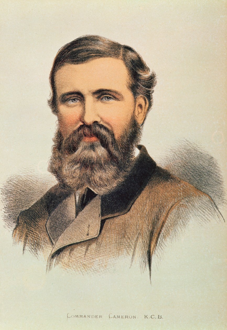 Verney Lovett Cameronin (1844-94), englantilaisen tutkimusmatkailijan muotokuva tekijältä English School