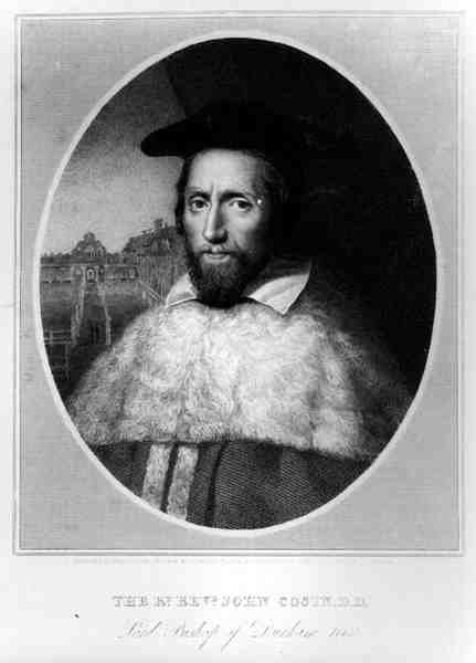Rt:n pastori John Cosinin (1594-1672), Durhamin lordipiispin muotokuva 1660, kaivertanut Edward Scriven (1775-1841), 1815 tekijältä English School