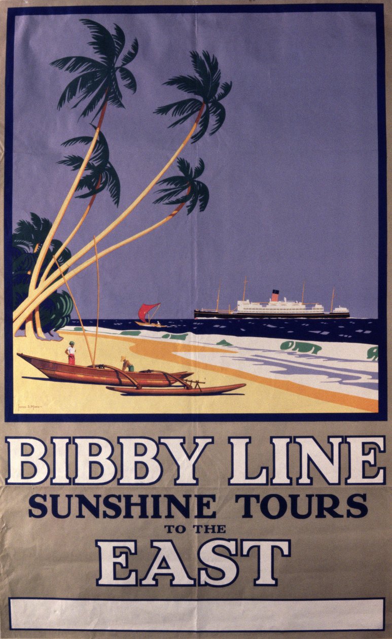 Julistemainos "Bibby Line Sunshine Tours" tekijältä English School