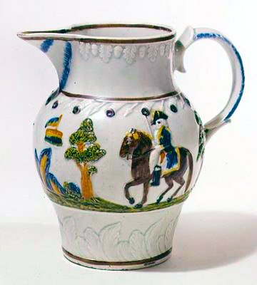 Prattware kannu ja teekotelo, n. 1790-1795 (keraaminen) tekijältä English School