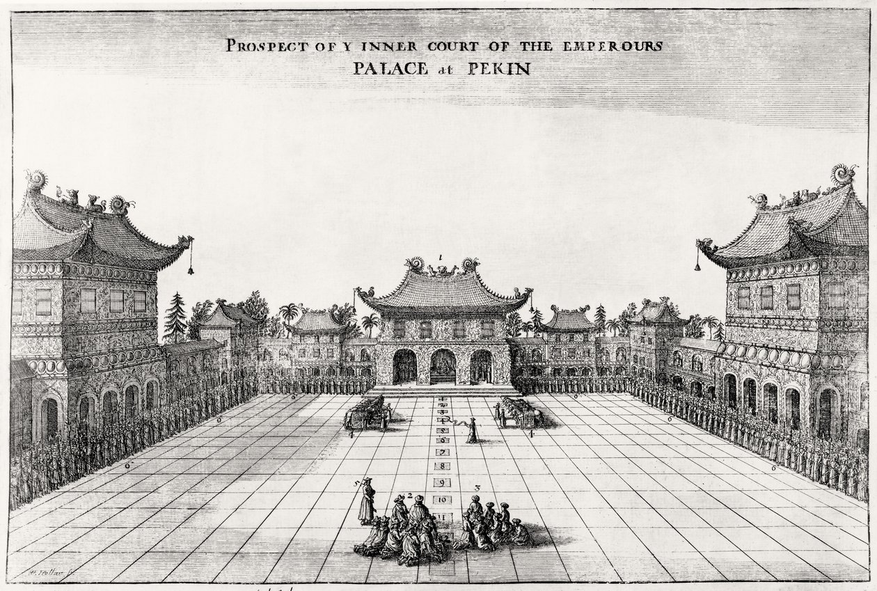 Keisarin palatsin sisäpihan näköala Pekinissä, 1669 tekijältä English School