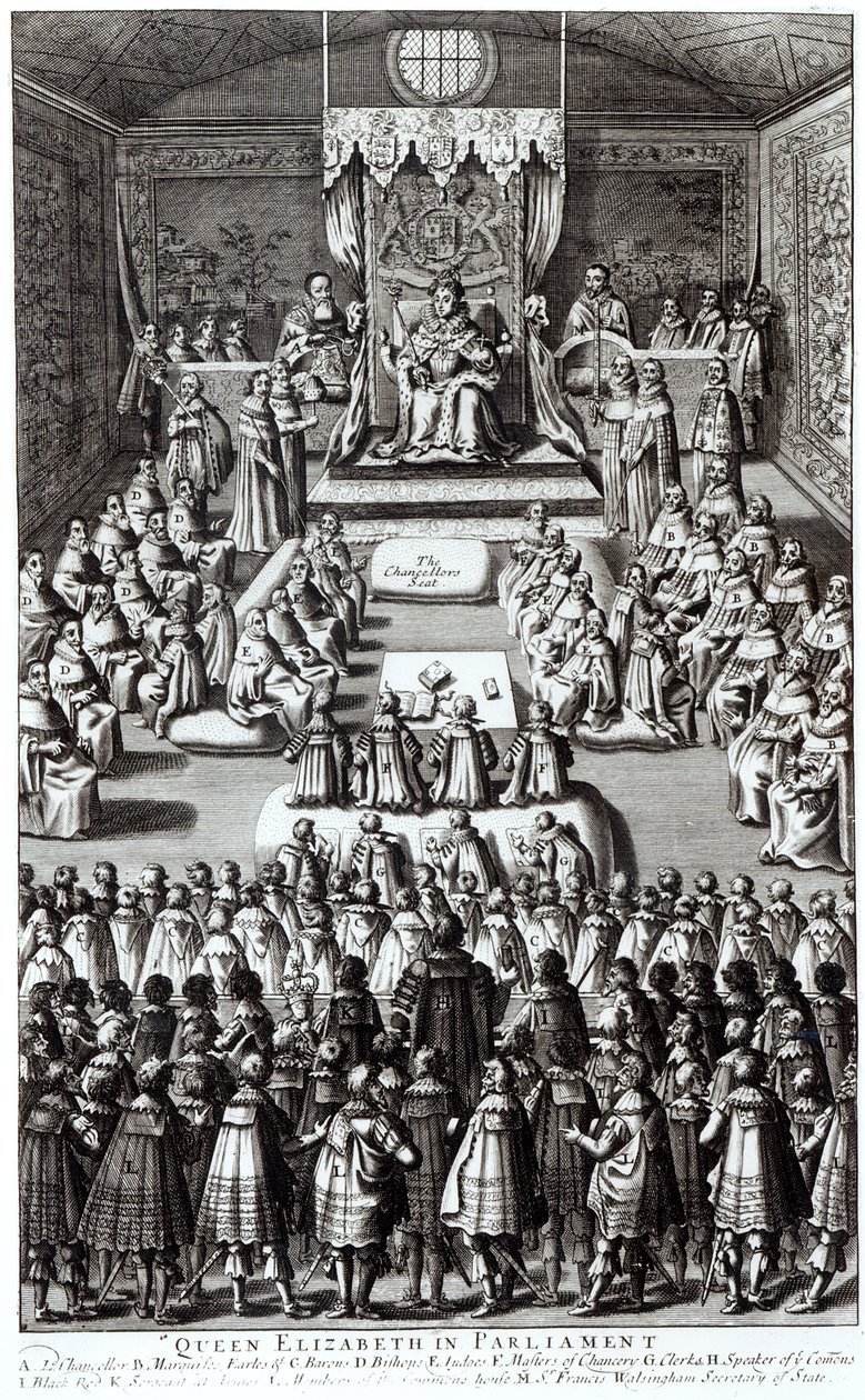 Kuningatar Elisabet I (1533-1603) ja parlamentti tekijältä English School
