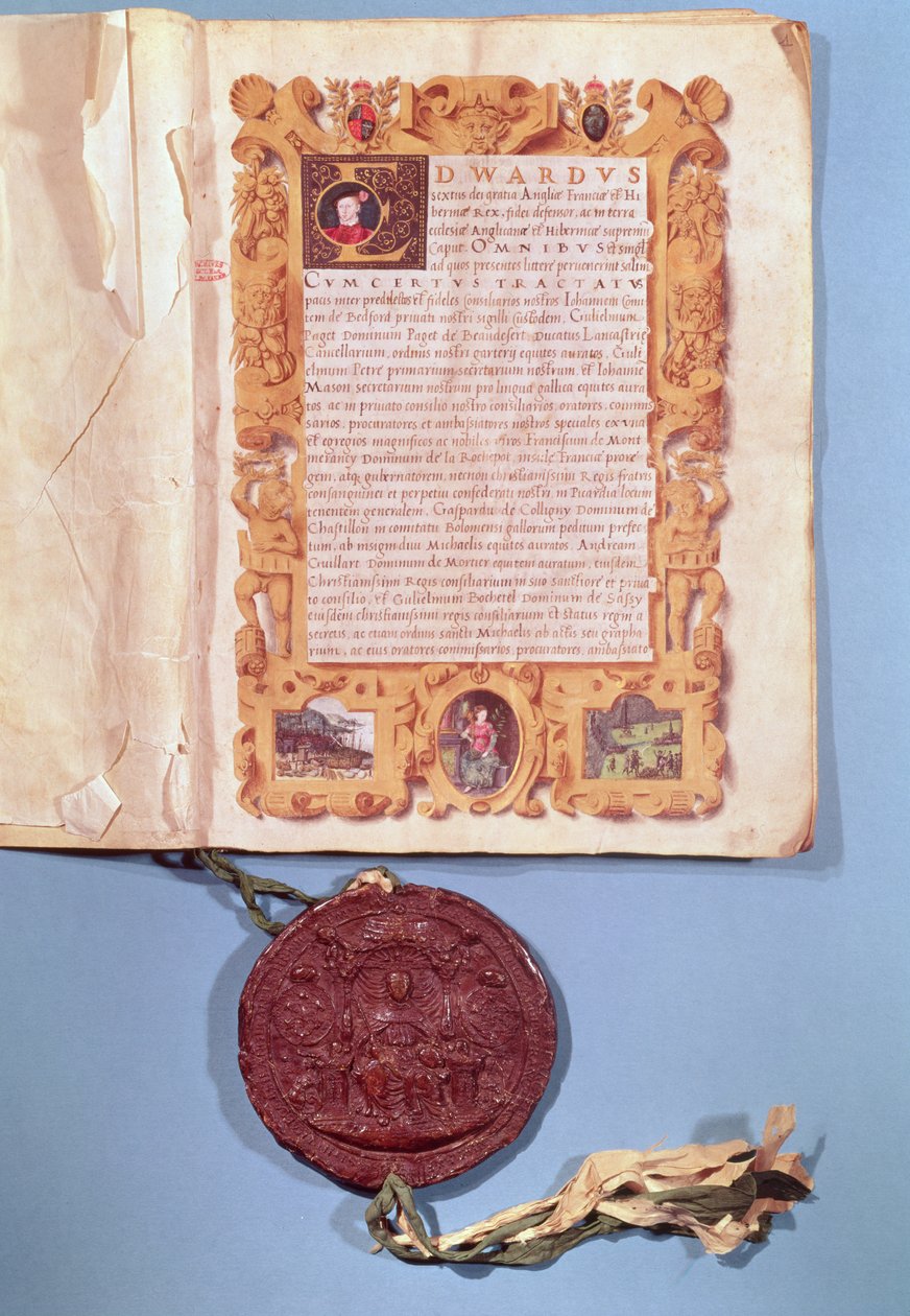 Edward VI (1537-53) ratifioi Boulognen sopimuksen 25. toukokuuta 1550 tekijältä English School
