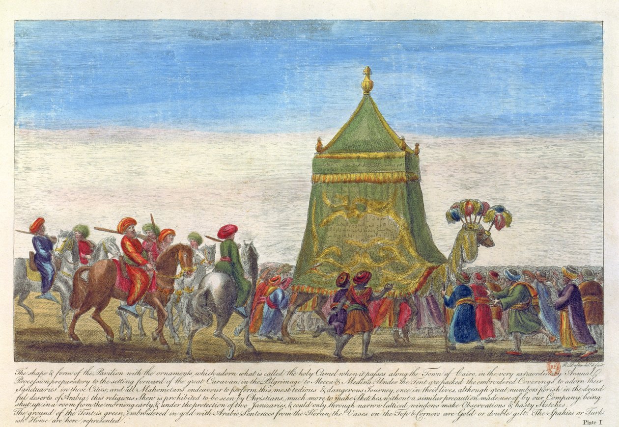 Uskonnollinen paraati juhlii Mekkaan vuotuista lähtöä antiikista ja näkymistä Kreikassa ja Egyptissä, kirjoittanut Richard Dalton, 1701 tekijältä English School