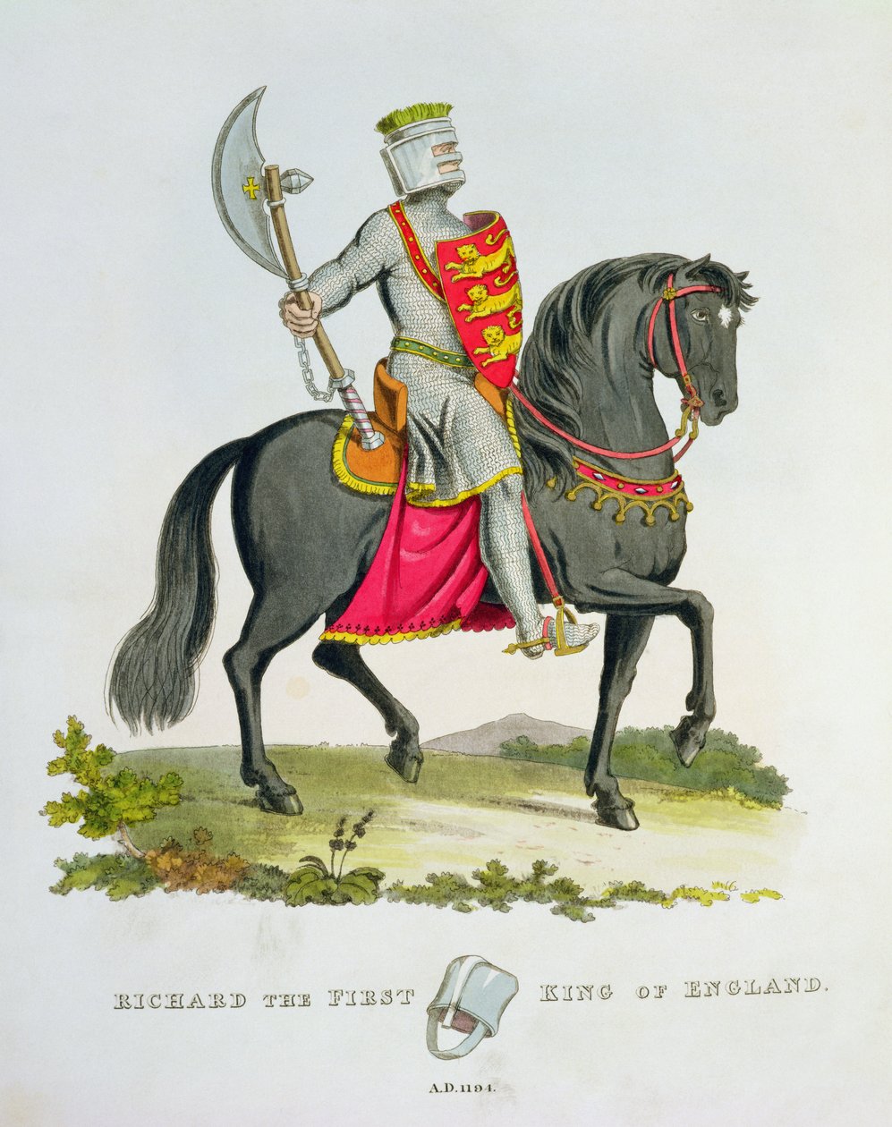 Richard I, Englannin kuningas (1157-99), 1194, Samuel Rush Meyrickin teoksesta Ancient Armour, 1824 tekijältä English School