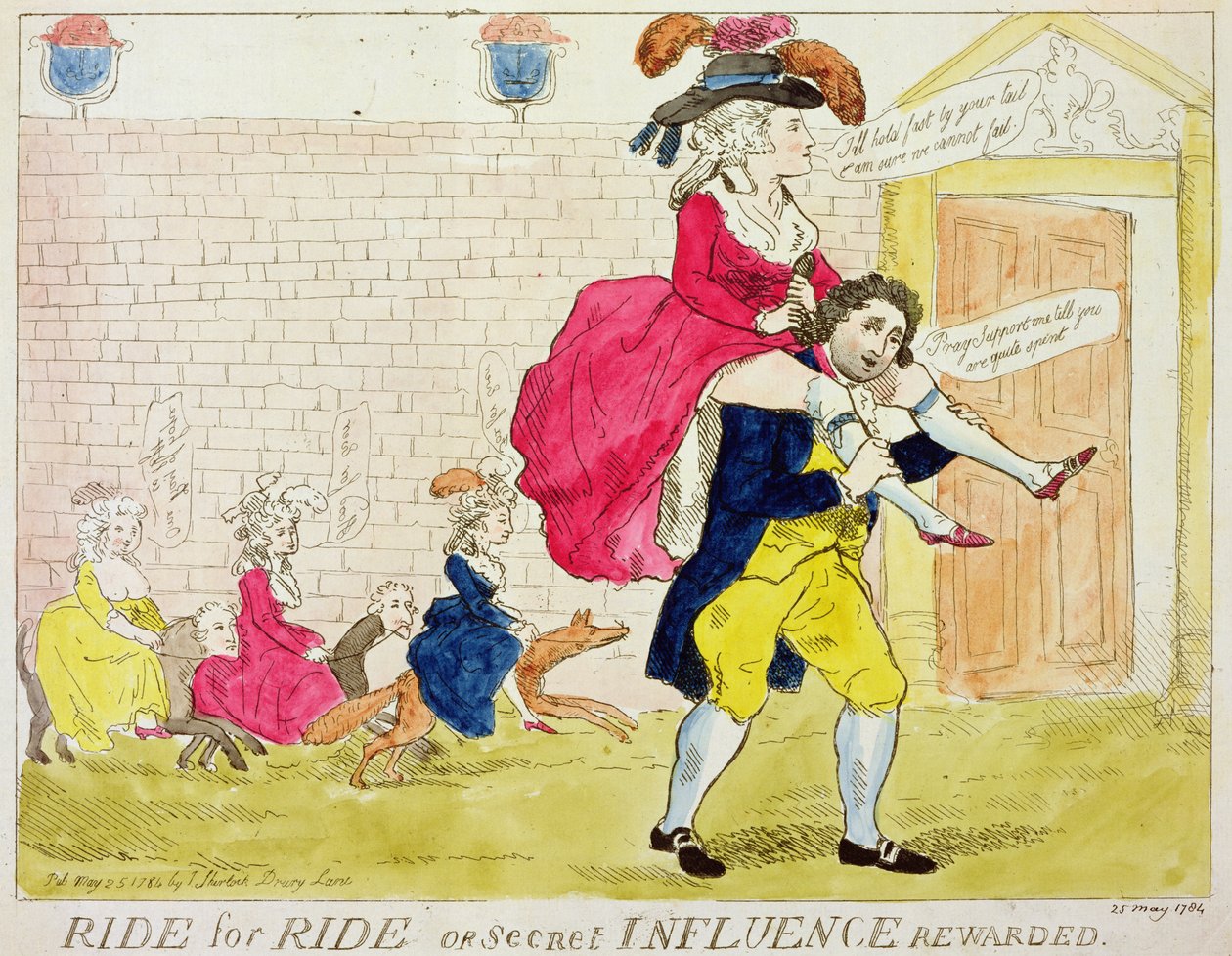 Ride for Ride or Secret Influence Rewarded, 1784 (värillinen litho) tekijältä English School