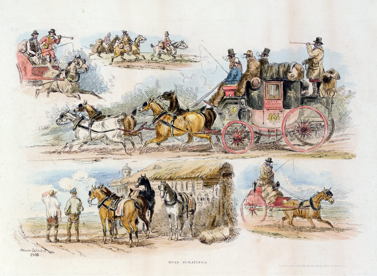 Tiekaappaukset, 1840 (värikaiverrus) tekijältä English School