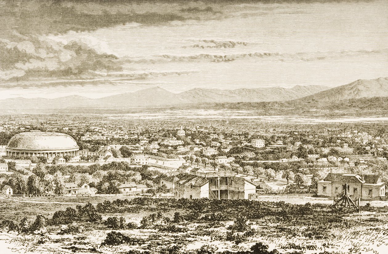 Salt Lake City vuonna 1870, American Picturesista, julkaisija The Religious Tract Society, 1876 tekijältä English School