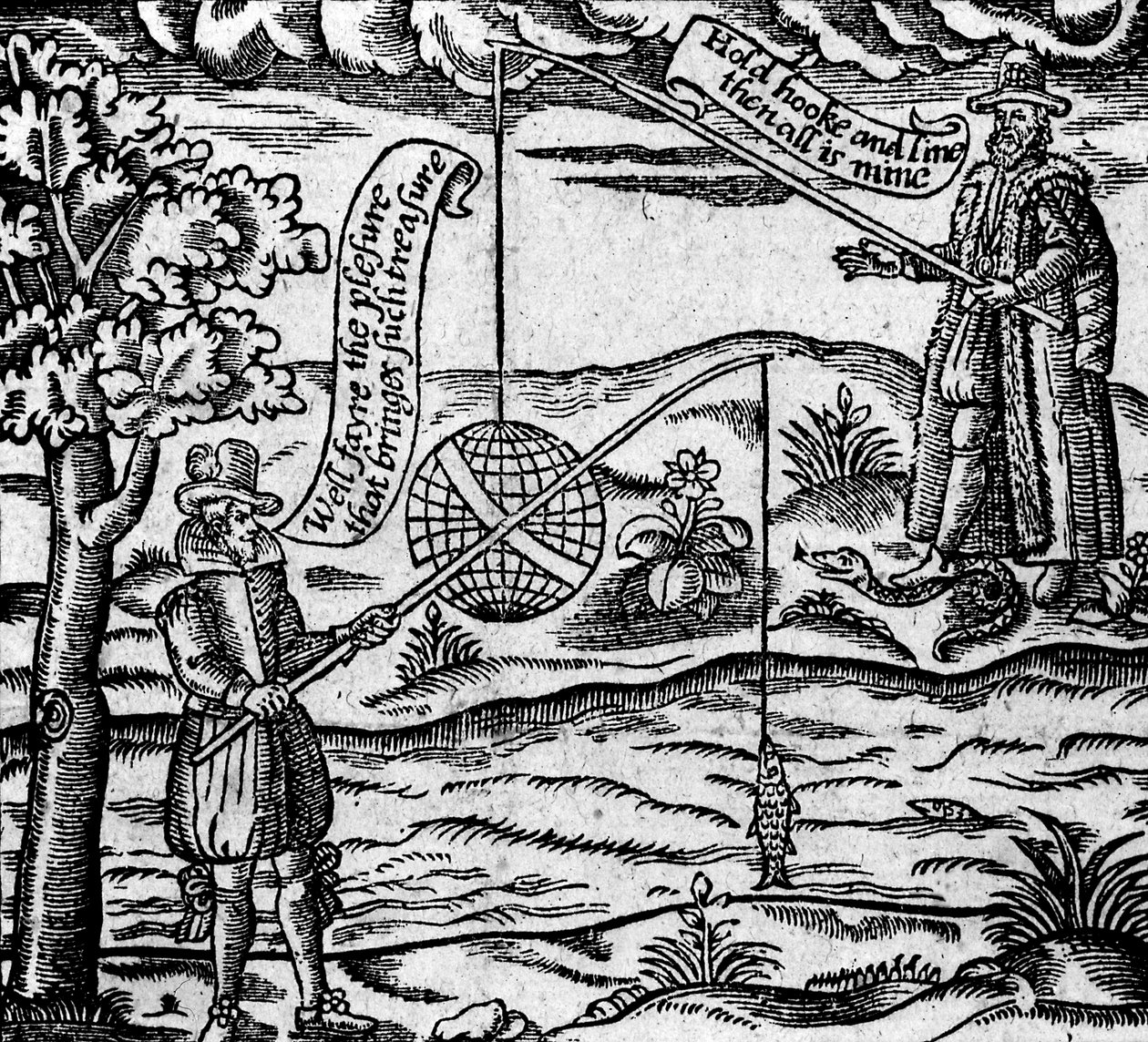 Kalastuksen satiiri teoksesta A Book of Roxburghe Ballads tekijältä English School
