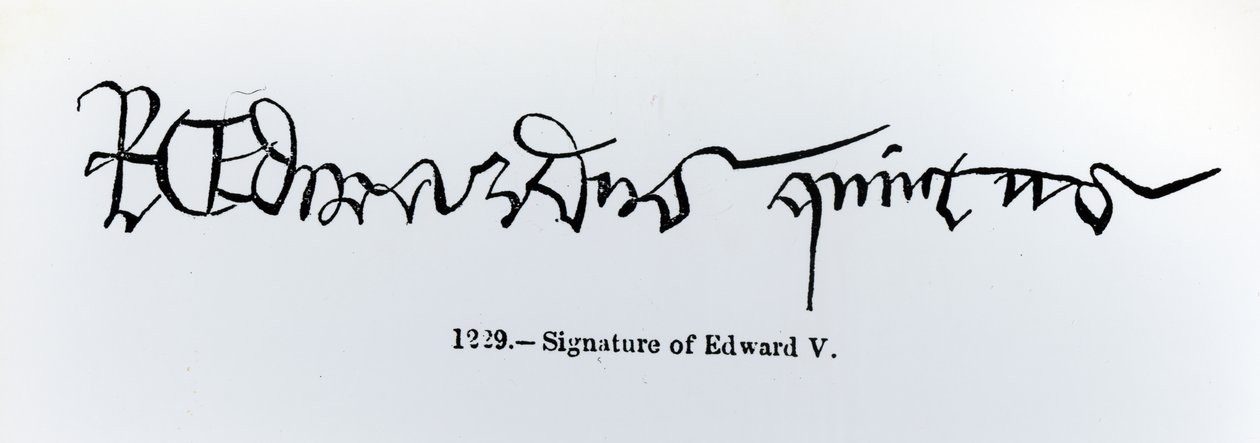 Kuningas Edward V:n allekirjoitus (1470-83) tekijältä English School