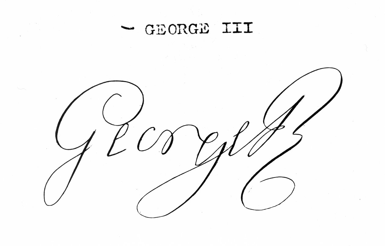 Kuningas Yrjö III:n (1738-1820) allekirjoitus. tekijältä English School