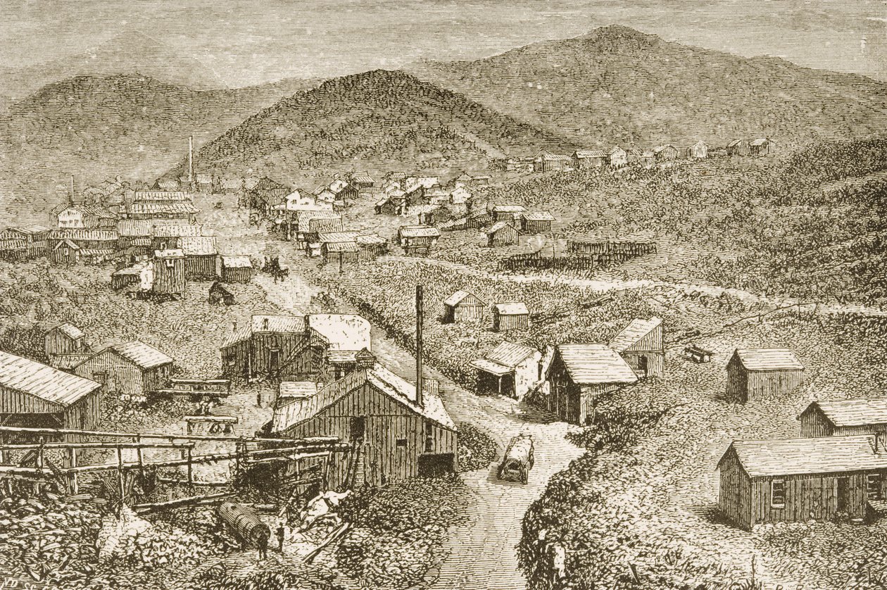 Silver City, Nevada, n. 1870, American Picturesista, julkaisija The Religious Tract Society, 1876 tekijältä English School
