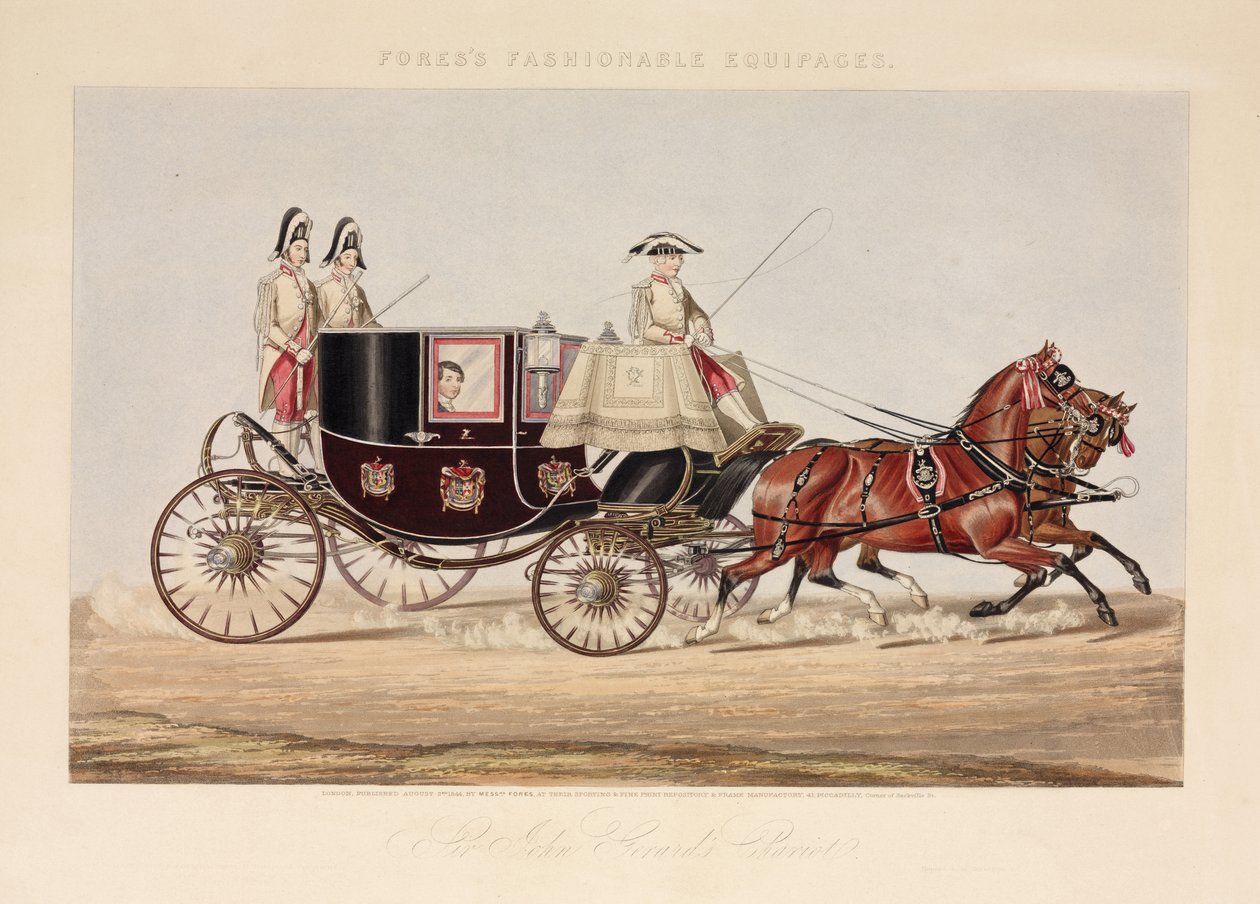 Sir John Gerards Chariot, Fores Fashionable Equipages, julkaistu Lontoossa, 1844 tekijältä English School