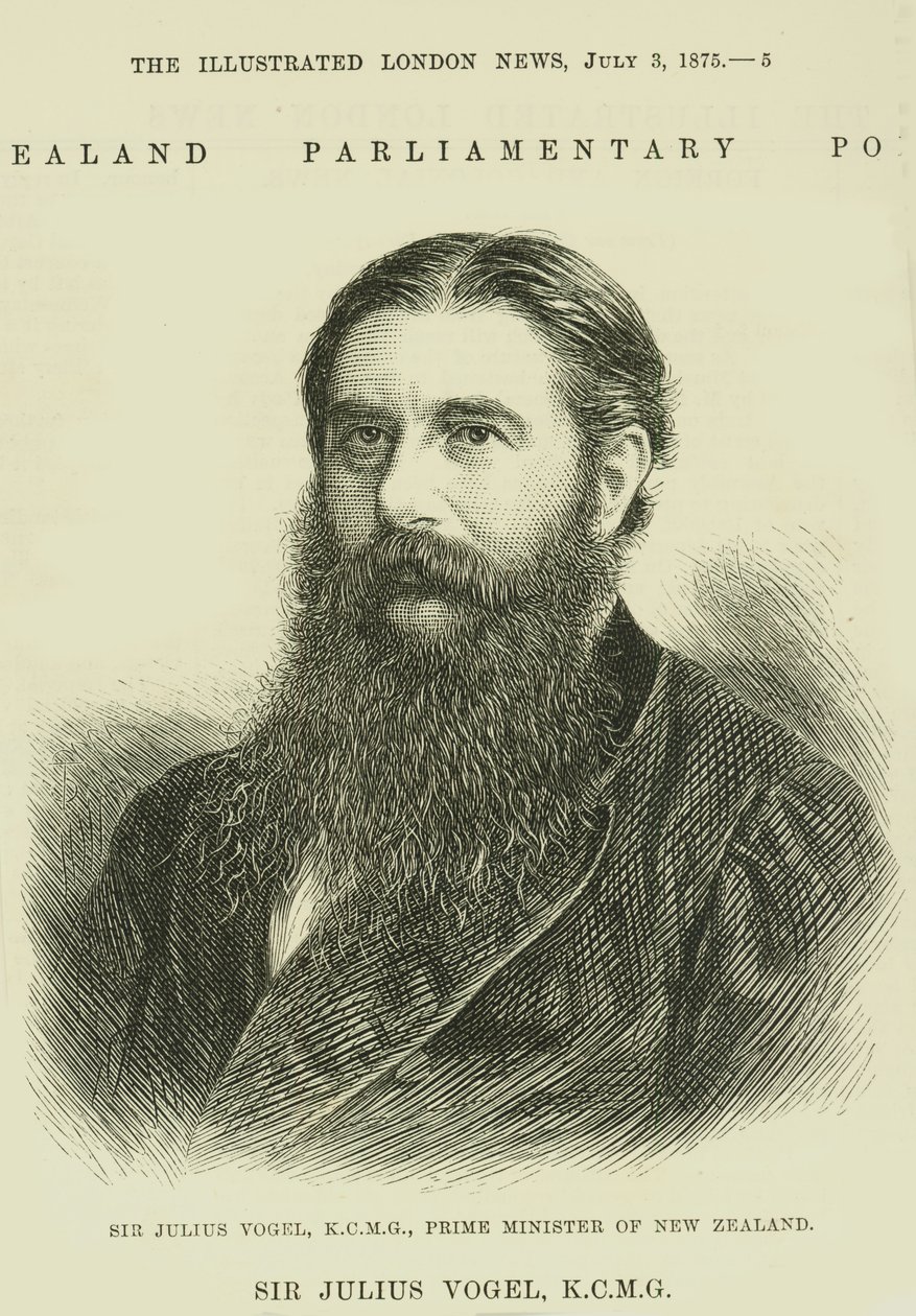 Sir Julius Vogel, KCMG (1835-99) The Illustrated London Newsista, 3. heinäkuuta 1875 tekijältä English School