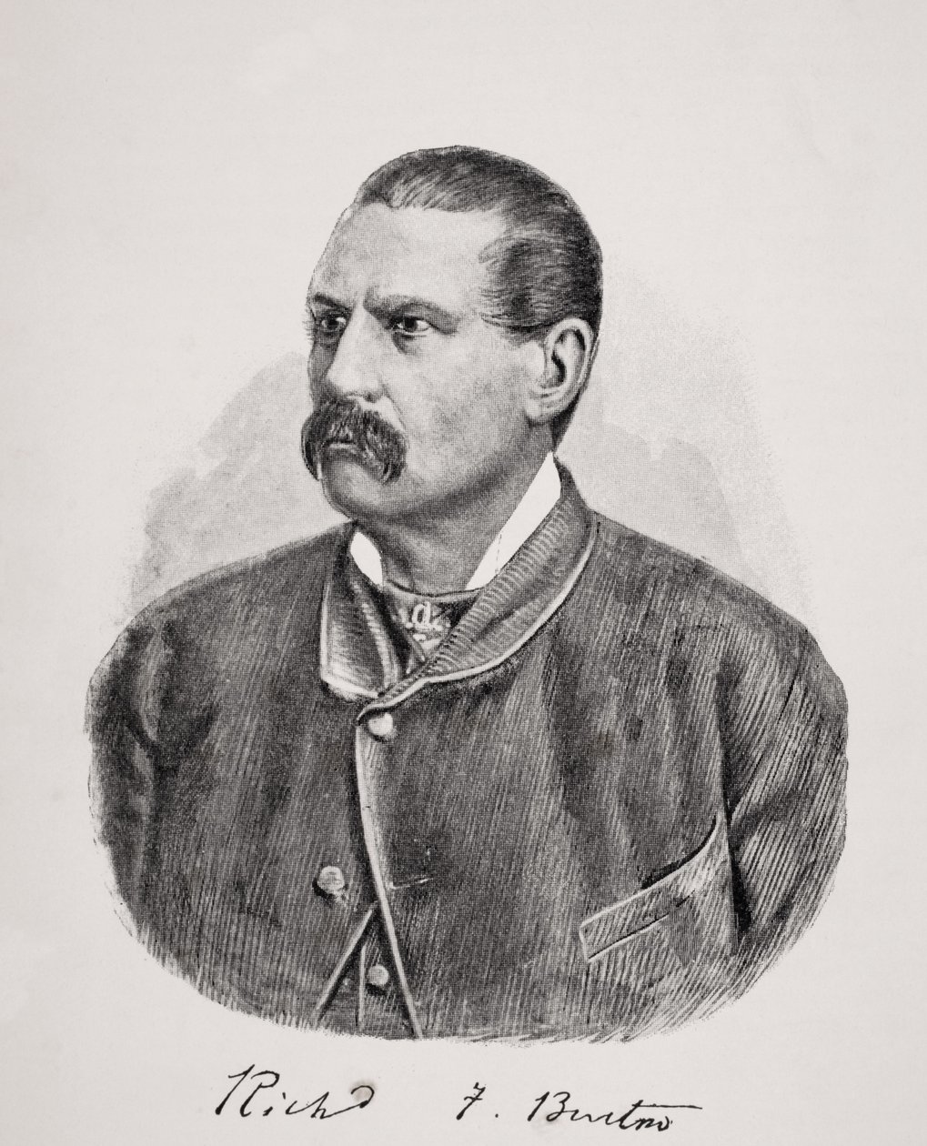 Sir Richard Francis Burton (1821-90) Isabel Burtonin (1831-96) vuonna 1893 julkaistusta teoksesta "Kapteeni Sir Richard Burtonin elämä, osa II" tekijältä English School