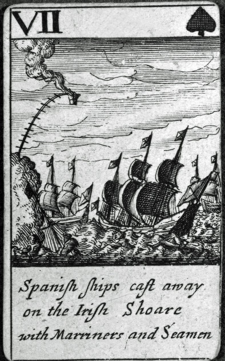 Mga Barkong Espanyol na Itinapon. VII ng Spades mula sa isang pack ng playing cards finn tekijältä English School