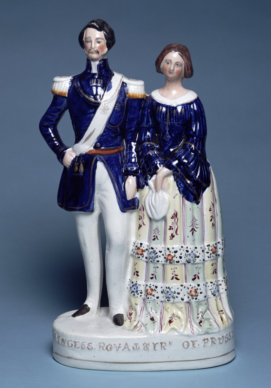 Preussin prinsessan kuninkaallisen ja prinssi Frederick William IV:n Staffordshiren hahmot, 1857 (keramiikka) tekijältä English School