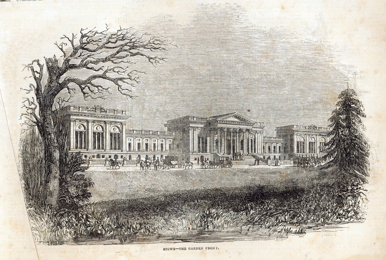 Stowe - The Garden Front, "The Illustrated London News", 18. tammikuuta 1845 tekijältä English School