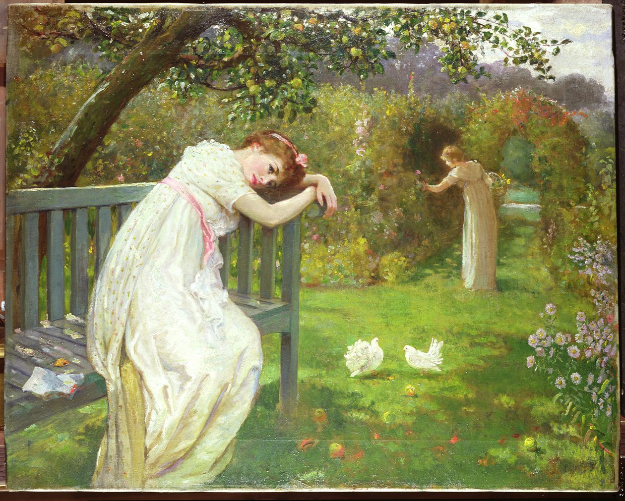Sunnuntai-iltapäivä, Ladies in a Garden, n. 1890 tekijältä English School