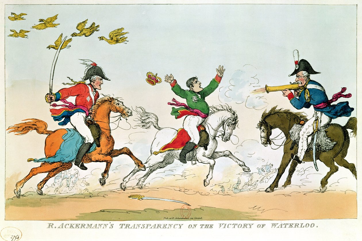 Waterloon taistelu, 18. kesäkuuta 1815, julkaisija Ackermann, 1815-20 tekijältä English School