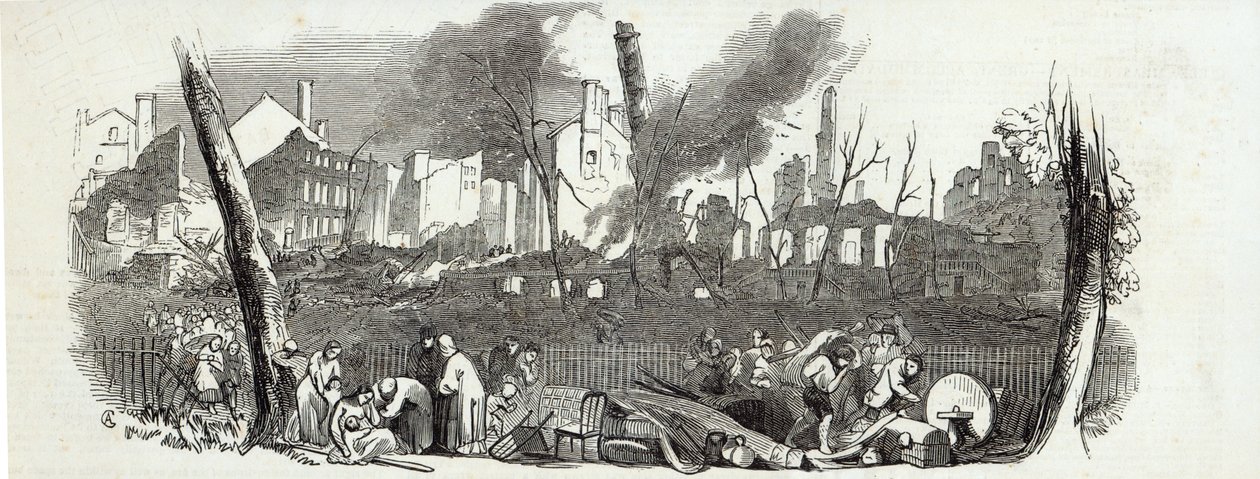 The Bowling-green ja Marketfield-street, New York, The Illustrated London News, 23. elokuuta 1845 tekijältä English School