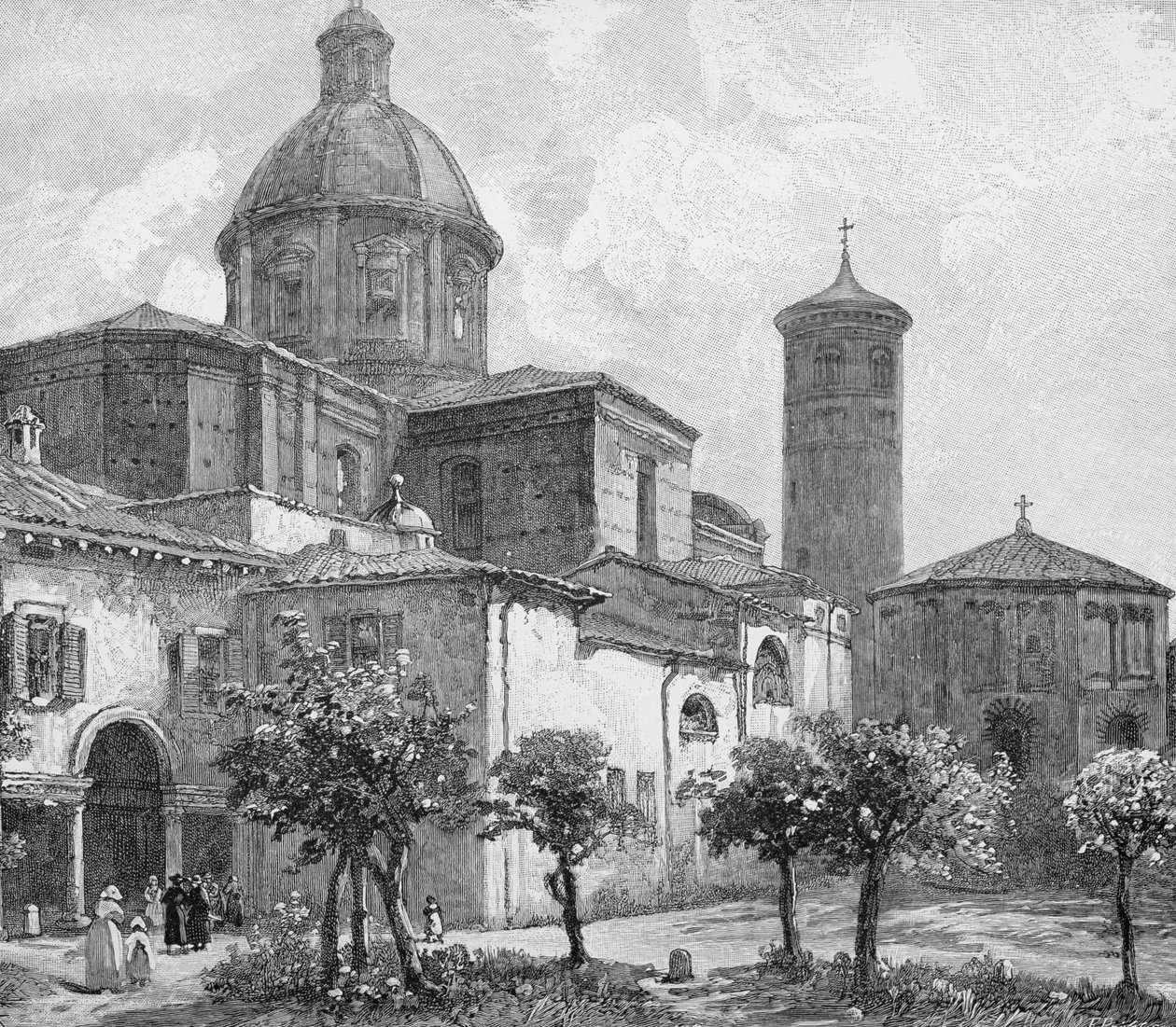 Cathedral and Baptistery, Ravenna, Italia, The Picturesque Mediterranean, Volume 3, julkaisija Cassell and Co. Ltd., 1880-90-luvut tekijältä English School