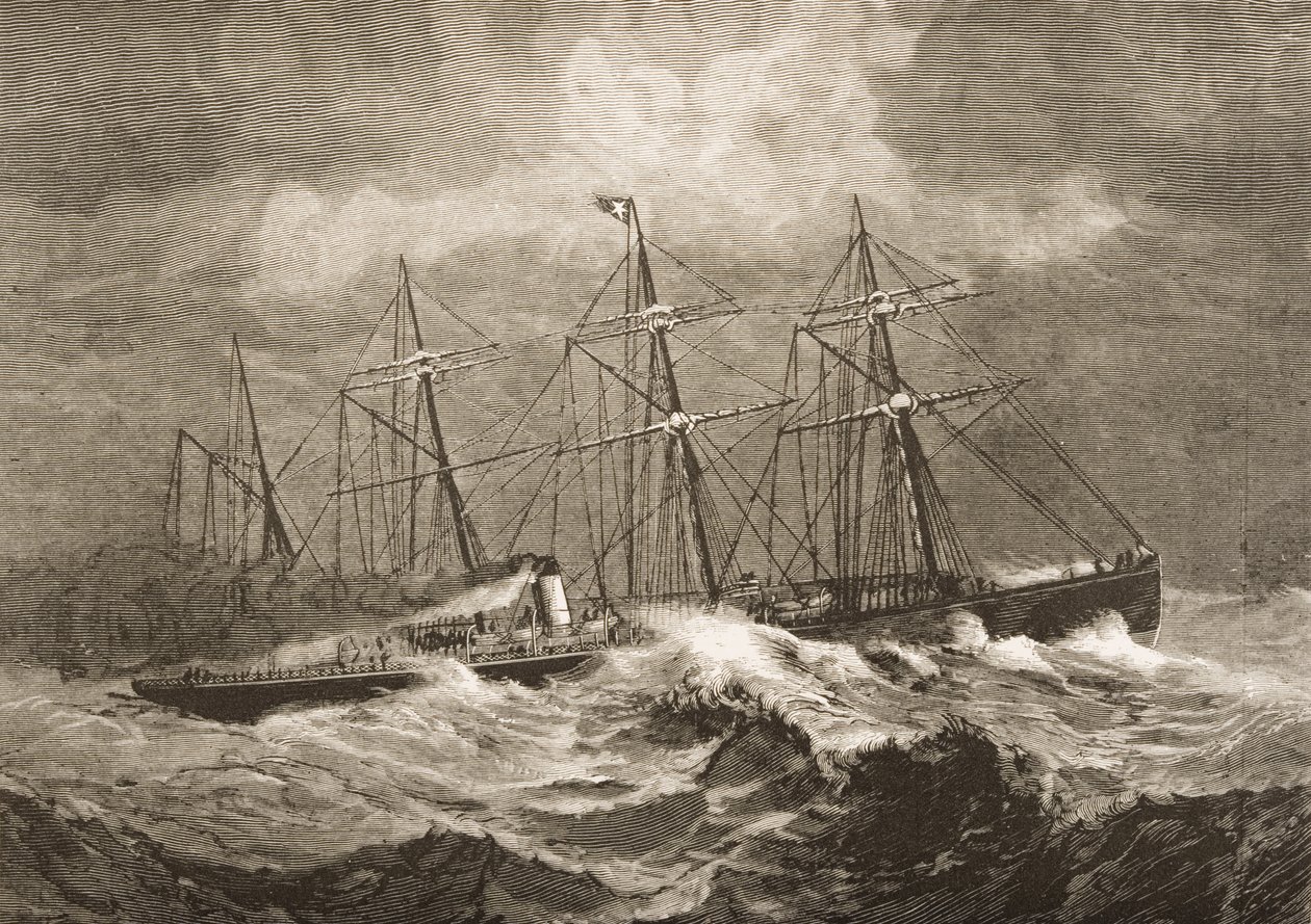The "Celtic" Crossing the Atlantic in Winter, n. 1870, Religious Tract Societyn julkaisemasta American Picturesista, 1876 tekijältä English School