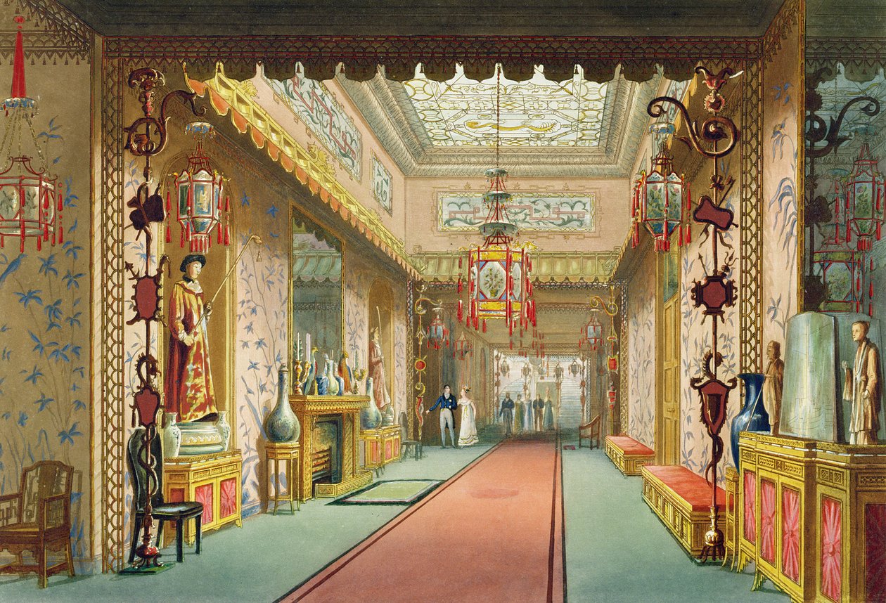 Kiinalainen galleria, Views of the Royal Pavilion, Brighton, kirjoittanut John Nash (1752-1835), 1826 (akvatinta) tekijältä English School