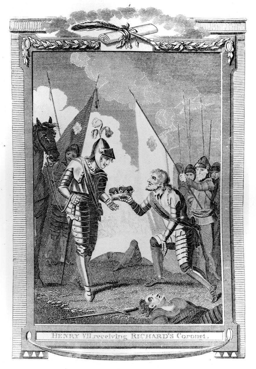Earl of Richmond antoi Englannin kruunun Bosworthin taistelun jälkeen tekijältä English School