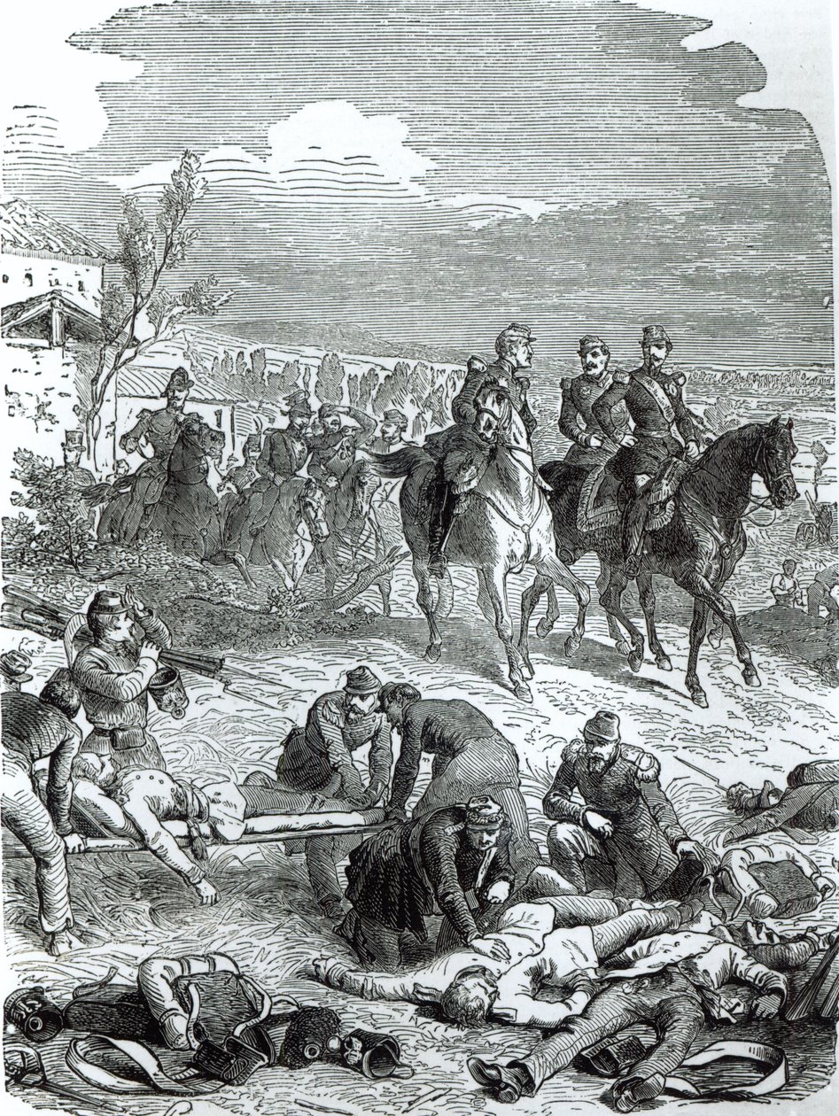 Keisari Napoleon III taistelukentällä Solferinossa, 24. kesäkuuta 1859 tekijältä English School