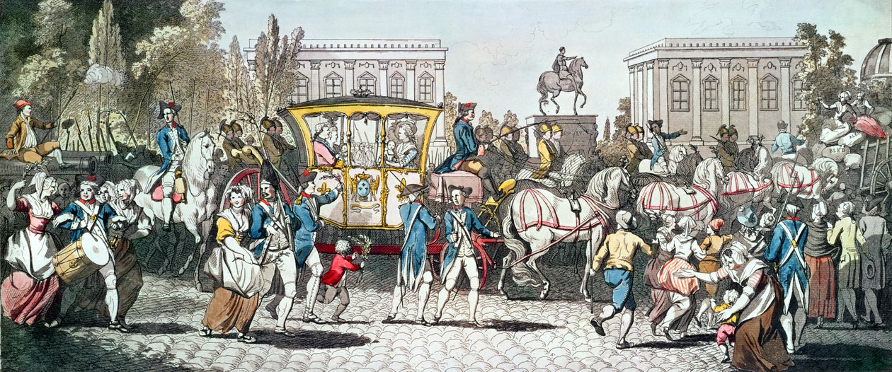Ludvig XVI:n (1754-93) saapuminen Pariisiin 6. lokakuuta 1789. tekijältä English School
