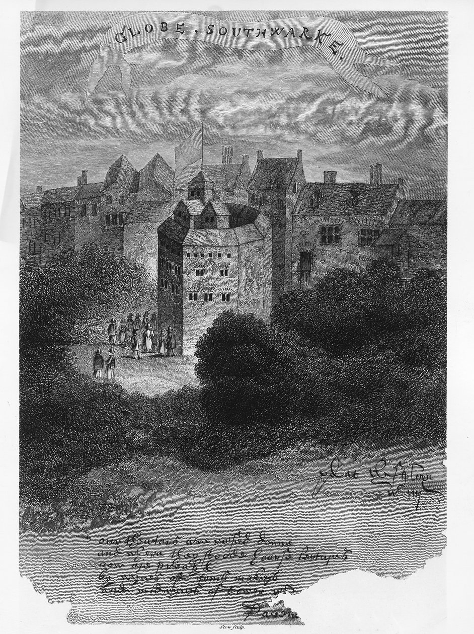 The Globe Theatre, Bankside, Southwark, piirustuksen perusteella "Pennant