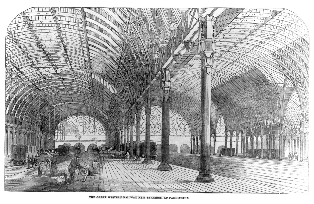 Great Western Railwayn uusi päätepysäkki Paddingtonissa, Lontoossa, 1854 tekijältä English School
