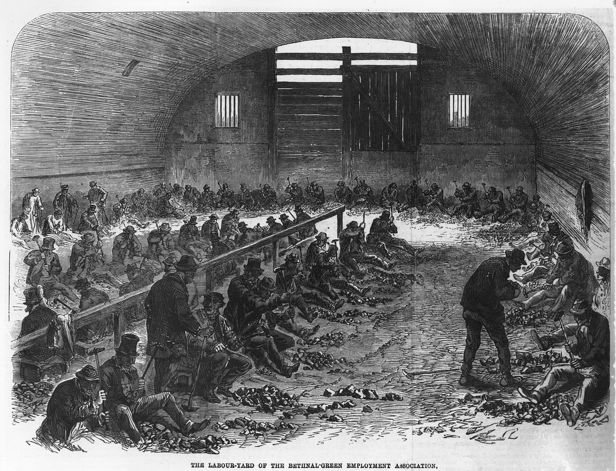 The Labour Yard of the Bethnal Green Employment Association, "The Illustrated London News", 1868 tekijältä English School