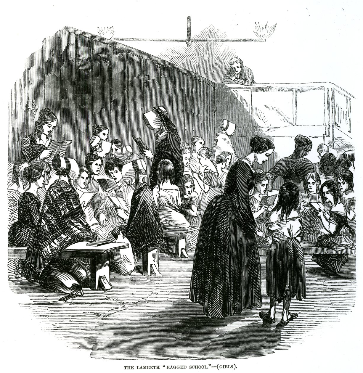 The Lambeth Ragged School, kuvitus "The Illustrated London News" -lehdestä, 11. huhtikuuta 1846 tekijältä English School