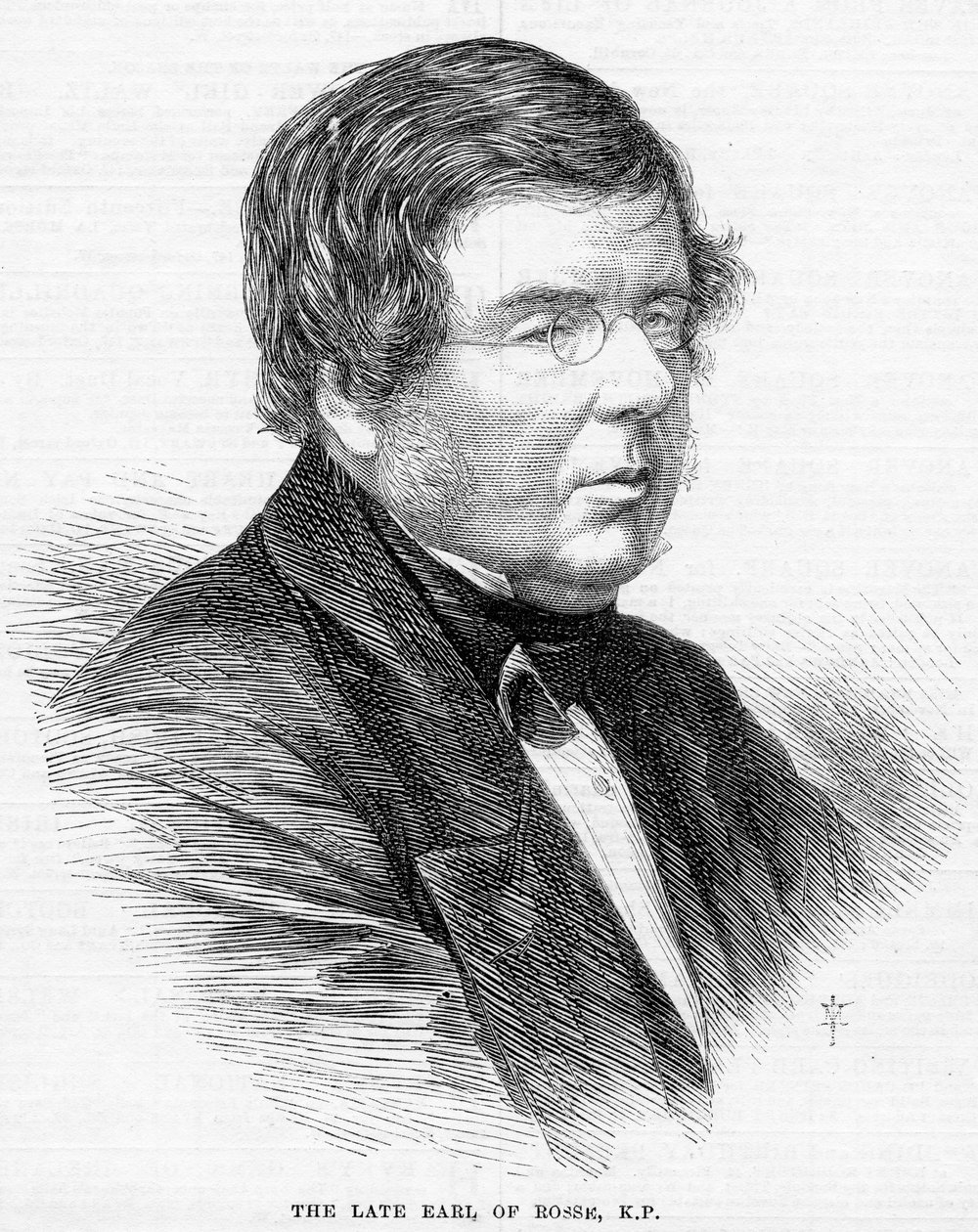 The Late Earl of Rosse, K.P., kuvitus "Illustrated London News" -lehdestä, 1867 tekijältä English School
