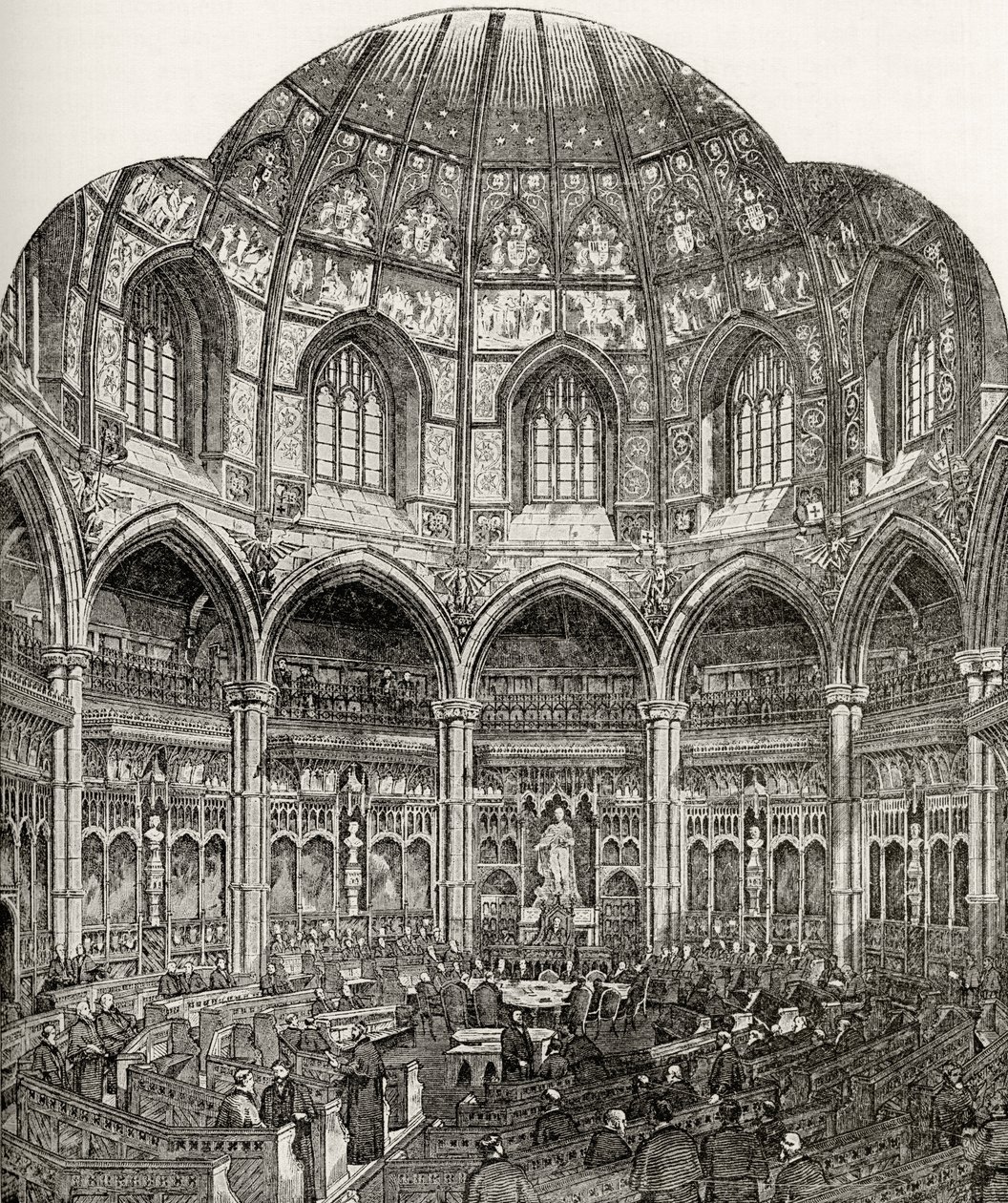 The New Common Council Chamber, Guildhall, "London Pictures: Drawn with Pen and Pencil", pastori Richard Lovett, julkaistu 1890 tekijältä English School